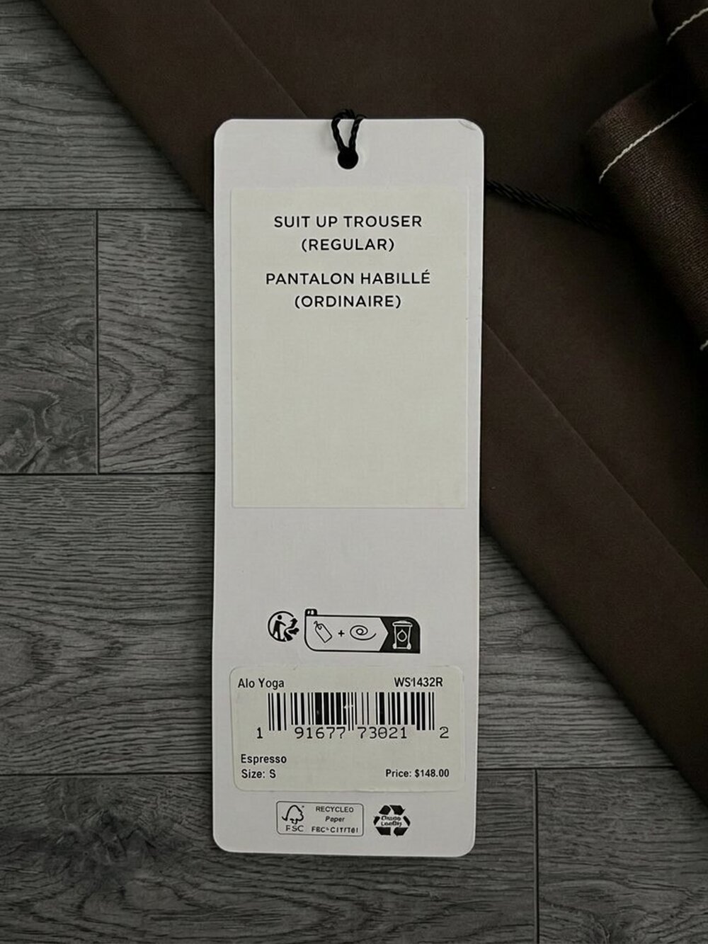 NWT ALO Yoga Suit Up Trouser (Regular) Espresso | Multiple Sizes - Picture 5 of 6